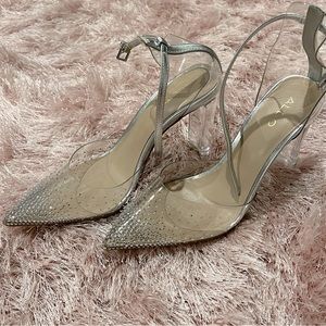 Aldo Rhinestone Clear Heels